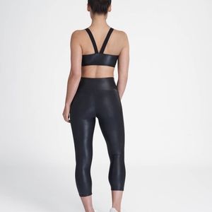 Spanx faux leather high waist capri legging size medium
